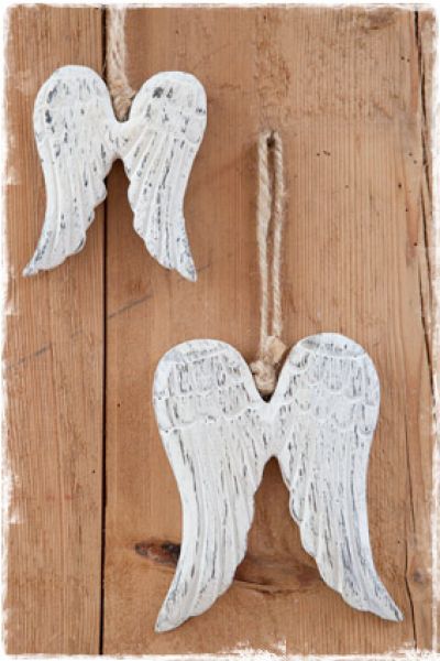 Vleugels engel wit hout hangdecoratie