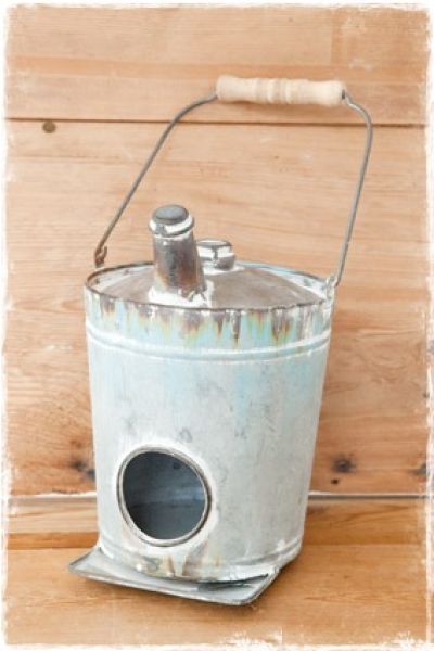 vogelhuisje zink grijs rond 26cm hoog