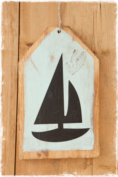 wanddecoratie zeilboot 15x24cm