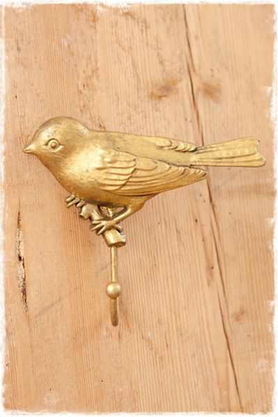 gouden kapstokhaak vogel 12cm