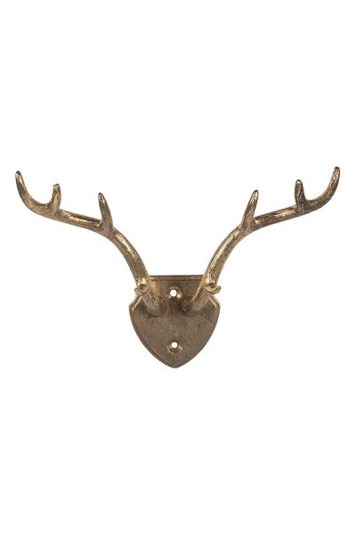 hertengewei antiek gouden wandhaak 13cm