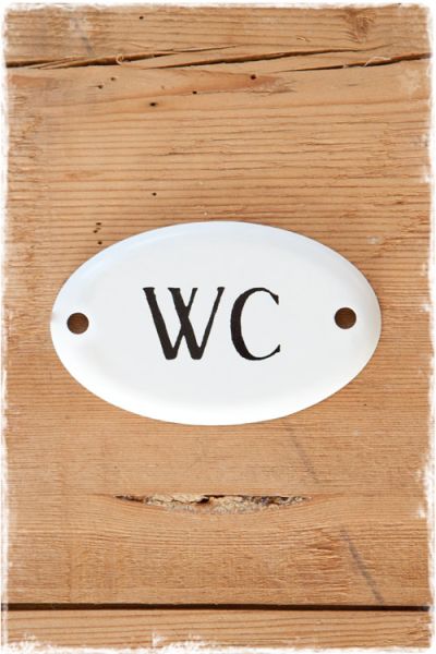 WC tekstbordje van emaille (9cmx5,5cm)