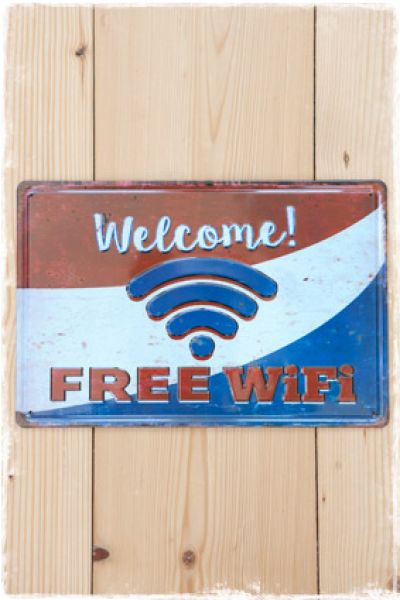 wifi bord welcome rood wit blauw 30 x 20 cm