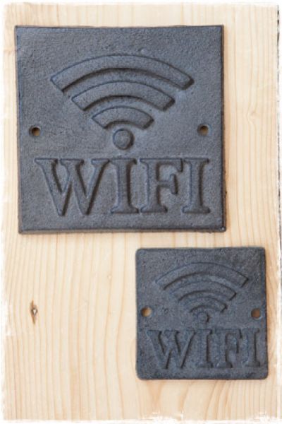 wifi bordjes van gietijzer zwart 13 x 13 cm of 8 x 8 cm