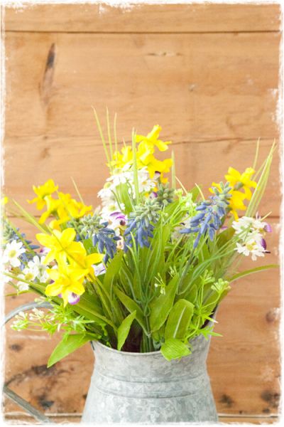Veldboeket zijden bloemen 'lentebloemen' (38cm)