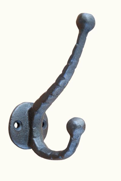kapstokhaak dubbel gietijzer zwart 13cm