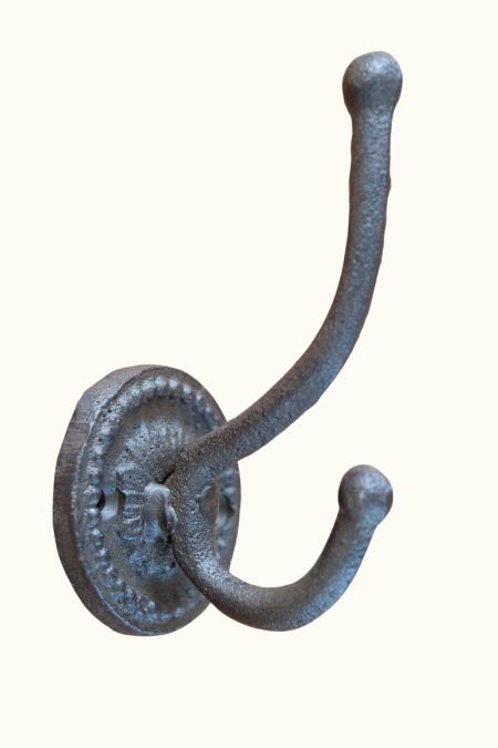 kapstokhaak gietijzer zwart bruin dubbel 13cm hoog