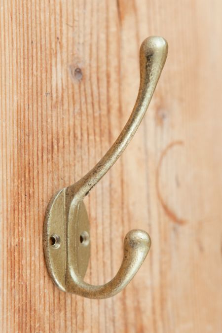 gouden kapstokhaakje dubbel 7,5cm