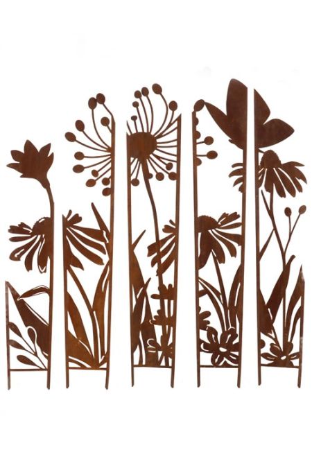 trellis roest metaal tuinscherm bloemen voor planten