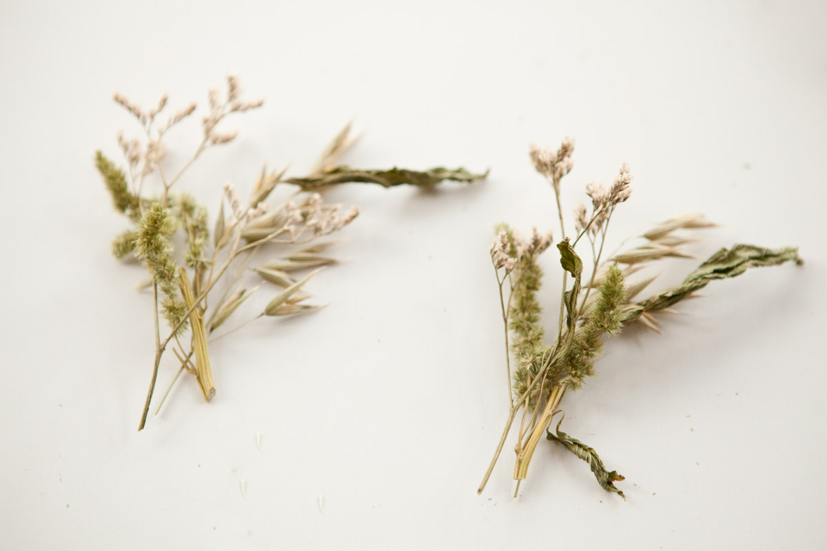 droogbloemenkrans gelijke bosjes maken